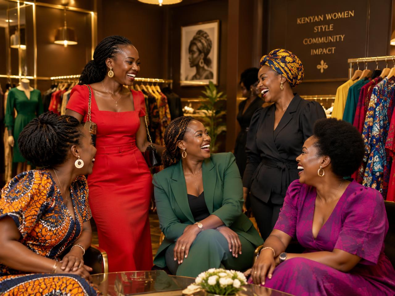 Happy clients inside the Mwara Urembo boutique in Nairobi
